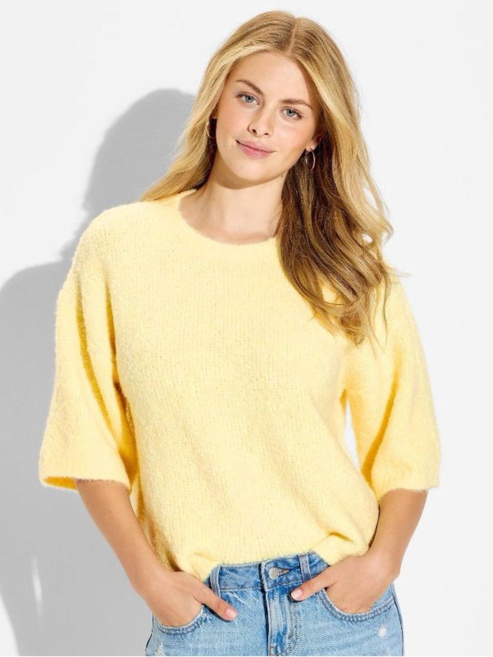 Wild Fable, Yellow Crewneck Short-Sleeve Sweater - Women